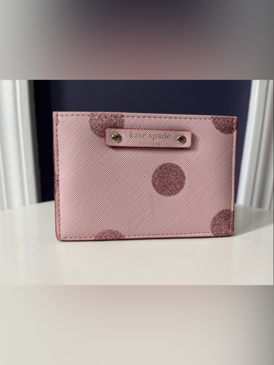 kate spade Handbags - kate spade Pink Glitter Polka Dot Saffiano Card Case